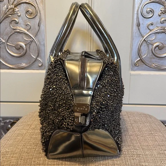 NWOT Tod's Black embellished Beaded tote Bag W/dustbag - Picture 3 of 16